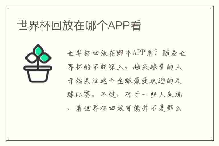 世界杯回放在哪个APP看(卡塔尔世界杯回放在哪个app看)